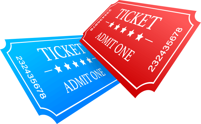 One red and one blue admission ticket