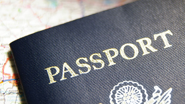 Passport on Map Close Up